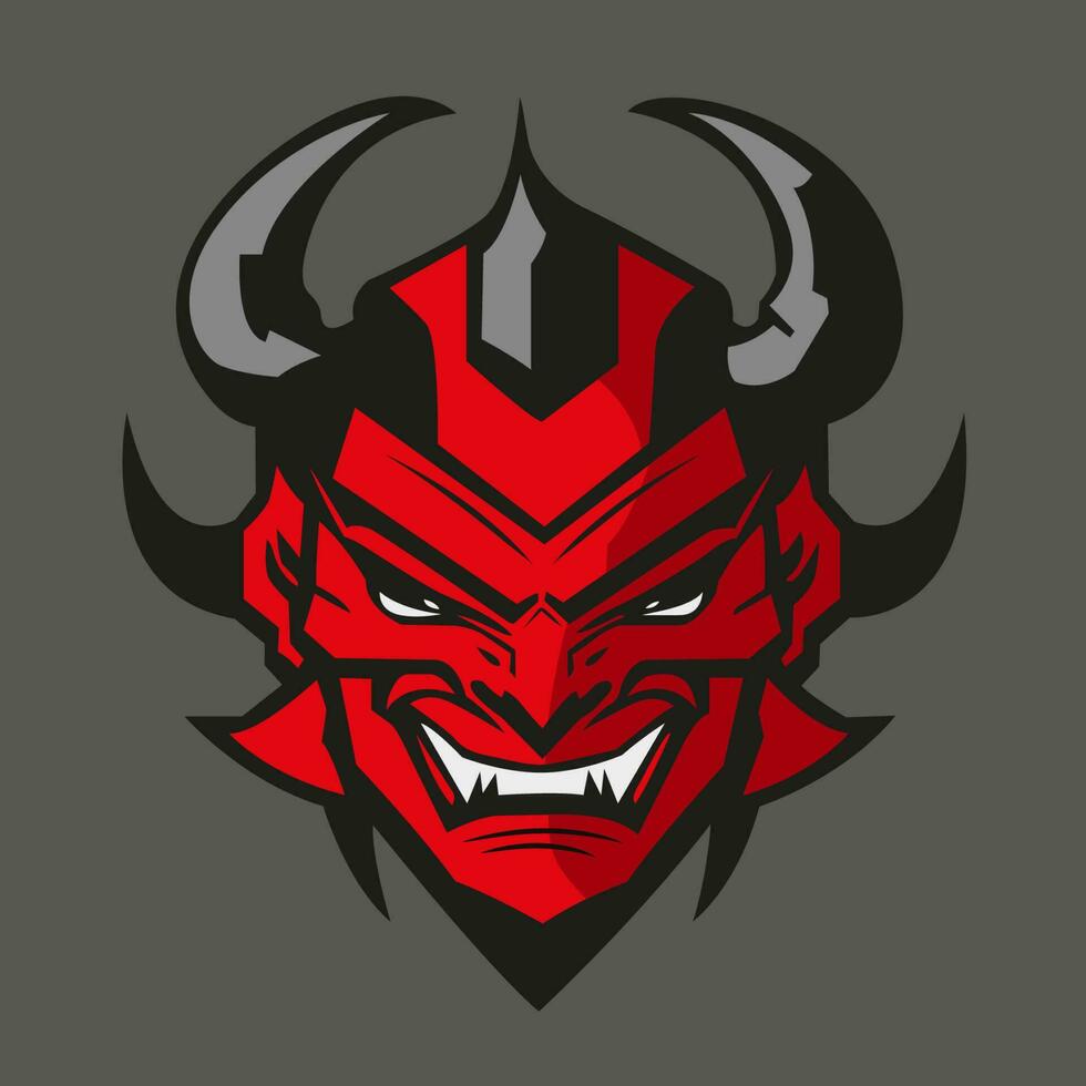 Oni Mask Mascot Devils Style Red and Black vector