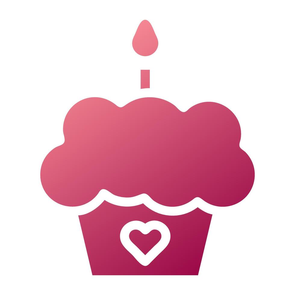 cake icon solid gradient red colour mother day symbol illustration. vector