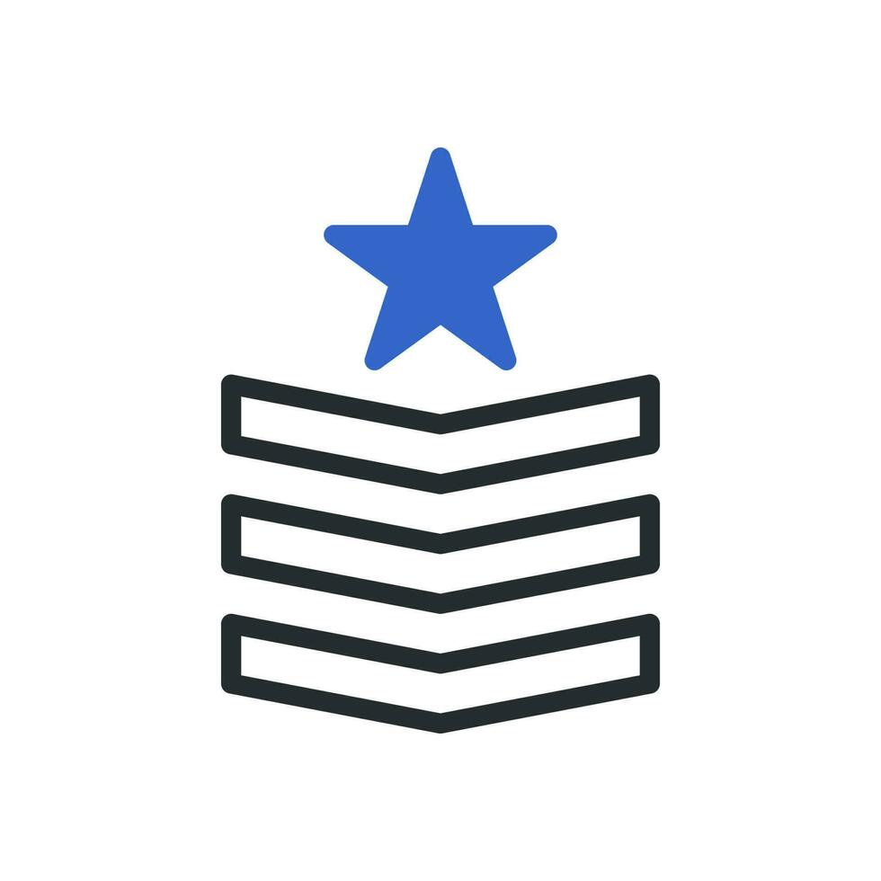 Insignia icono duotono azul gris color militar símbolo Perfecto. vector