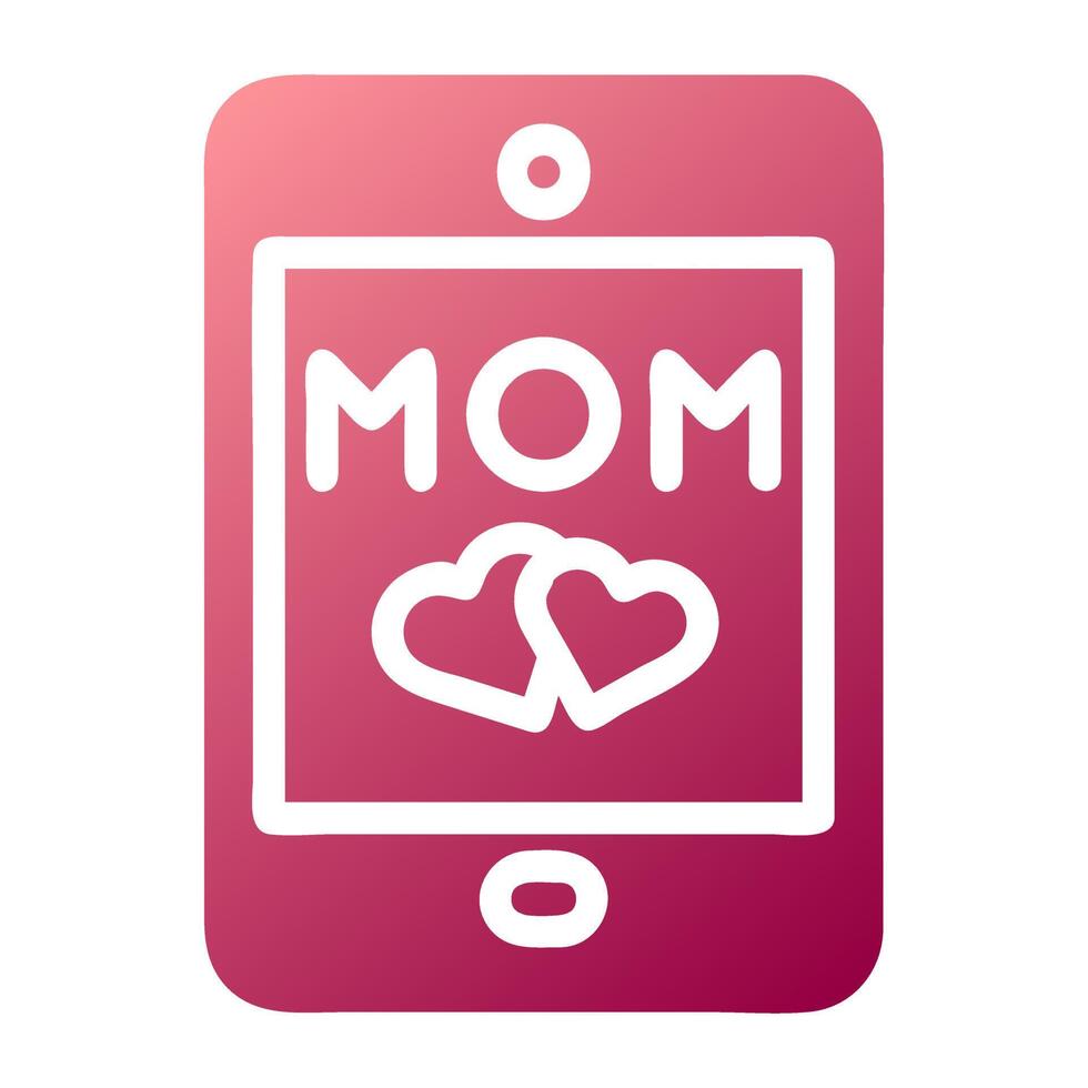 handphone icon solid gradient red colour mother day symbol illustration. vector