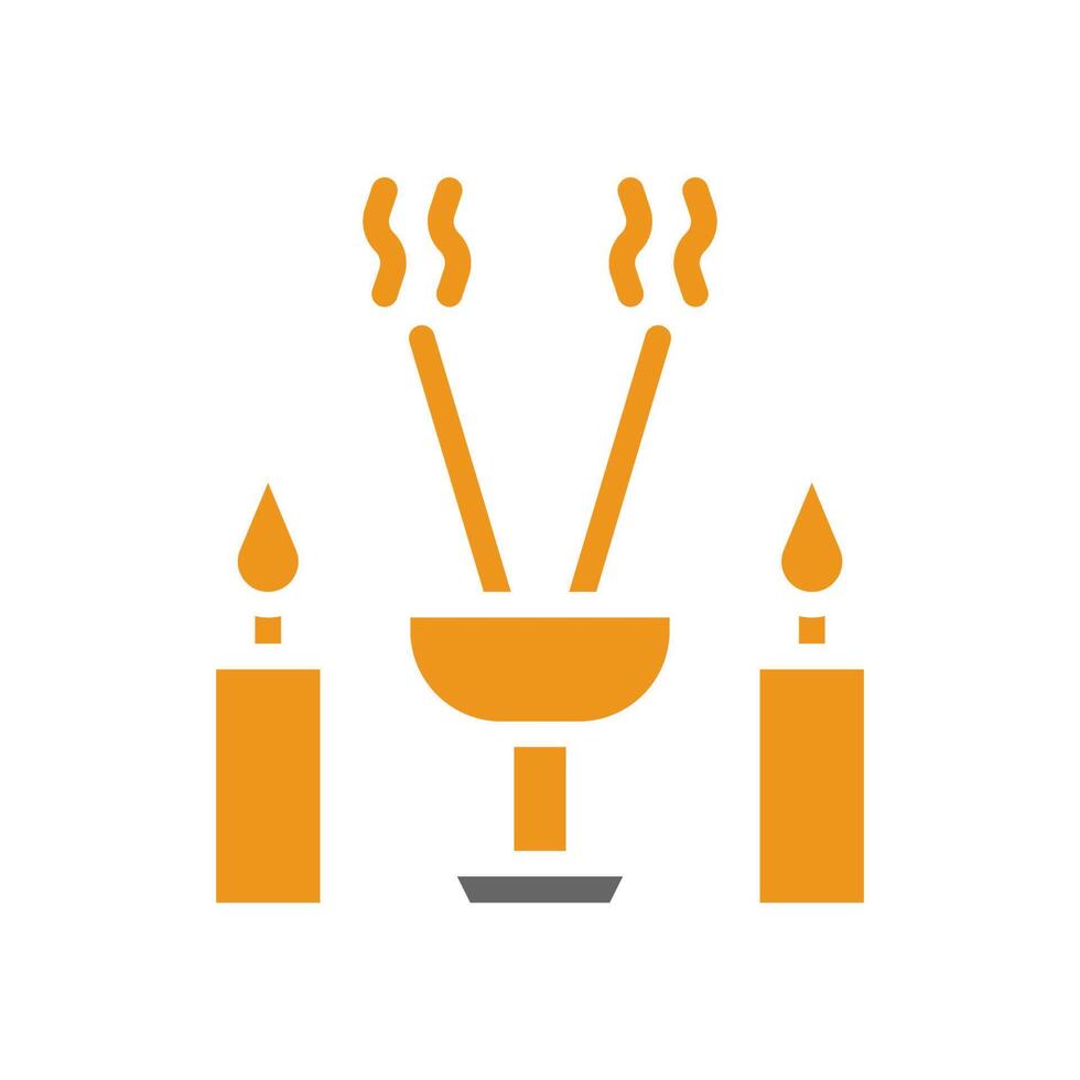 Incense icon solid style orange grey colour chinese new year symbol perfect. vector