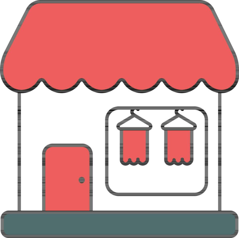 Cloth Shop Icon In Red And White Color. vector