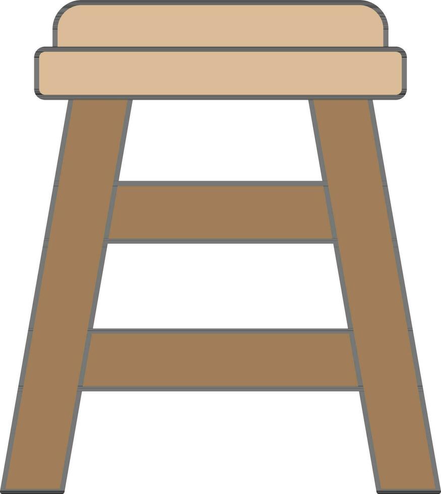 Brown Color Stool Icon In Flat Style. vector