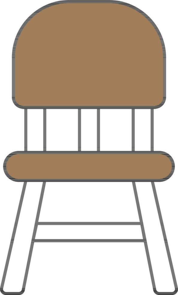 Brown And White Color Chair Icon In Flat Style. vector