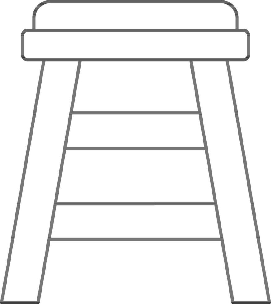 Black Line Art Stool Icon In Flat Style. vector