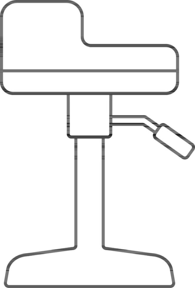 Height Adjustable Stool Icon In Black Line Art. vector