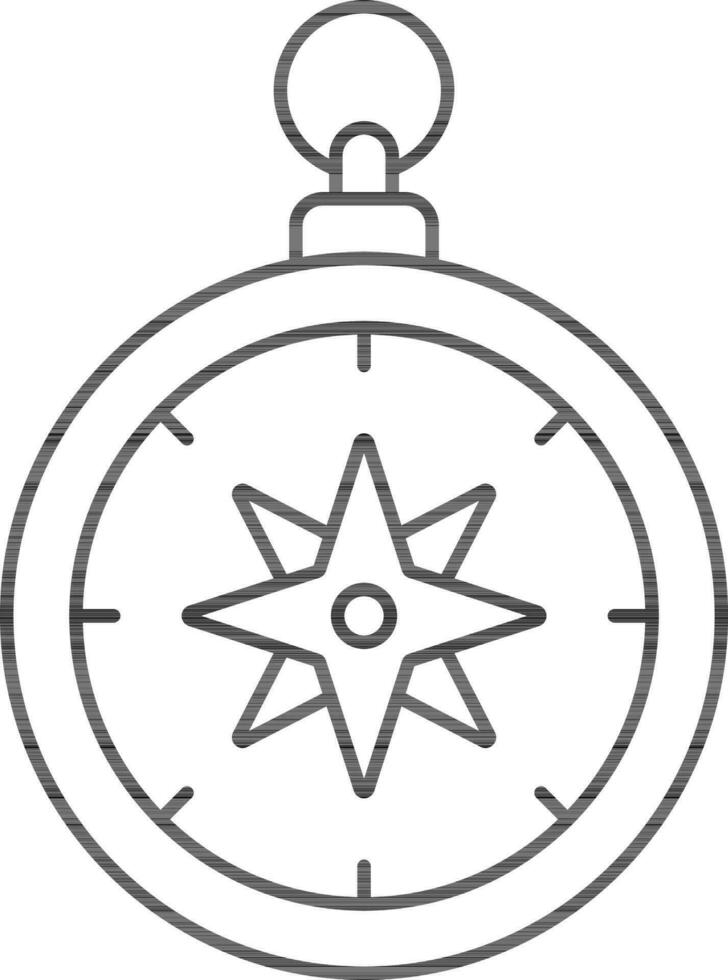 Compass Icon In Black Outline. vector