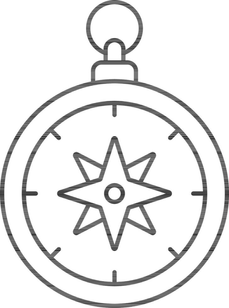 Compass Icon In Black Outline. vector