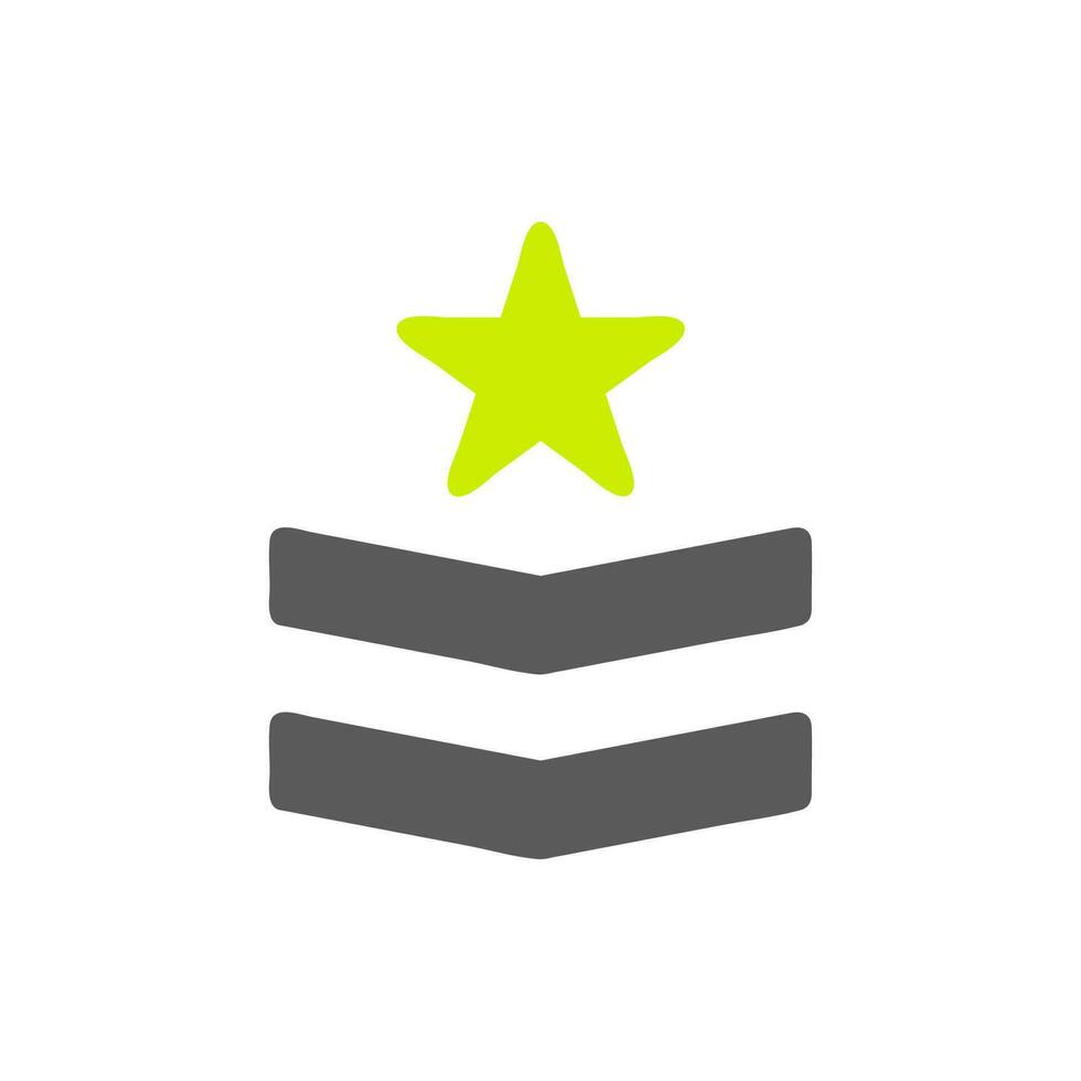 Insignia icono sólido gris vibrante verde color militar símbolo Perfecto. vector