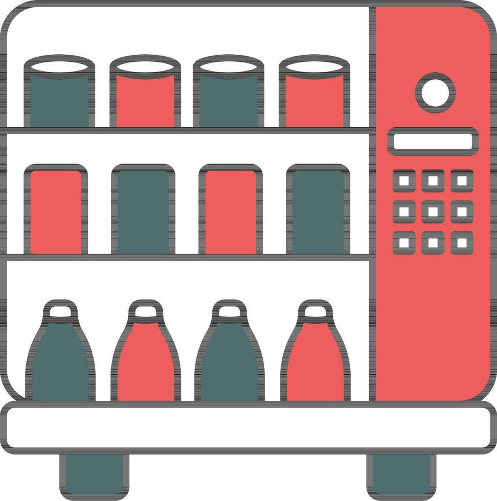 Vending Machine Teal And Red Icon. vector