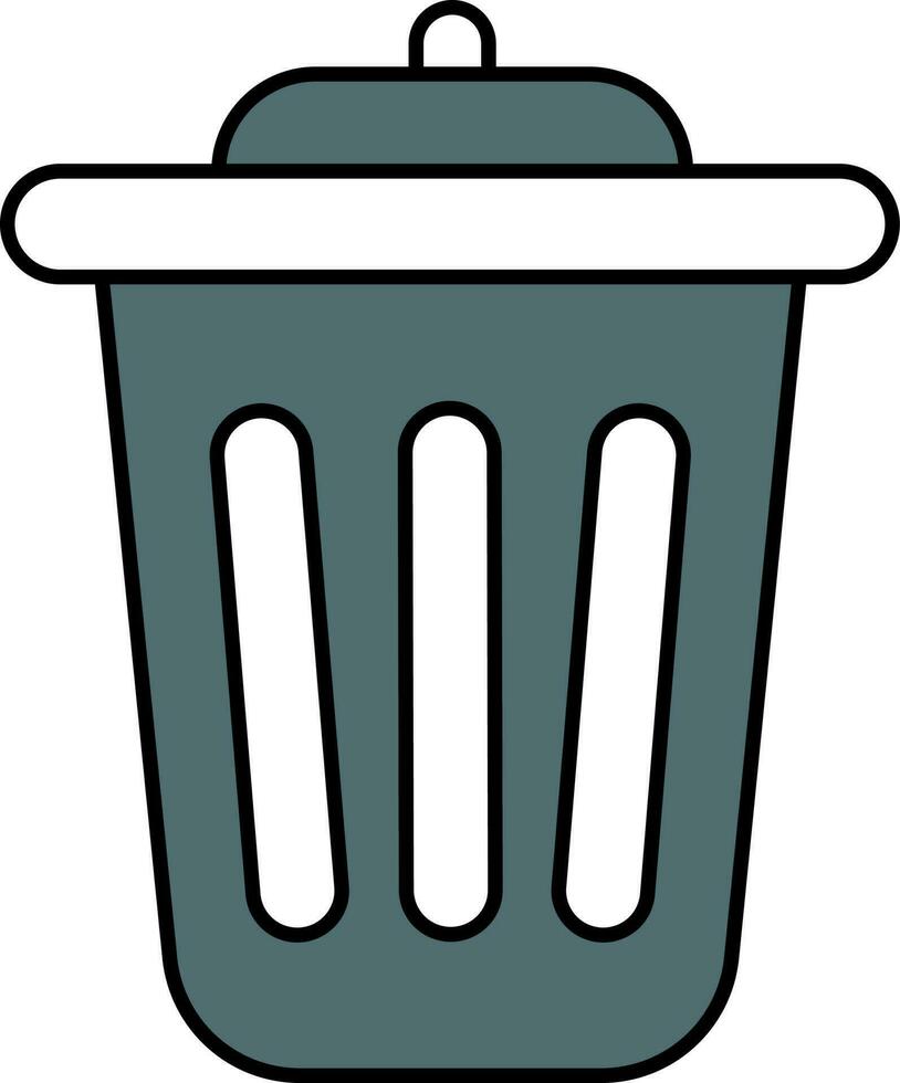 Isolated Dustbin Icon In Teal Color. vector