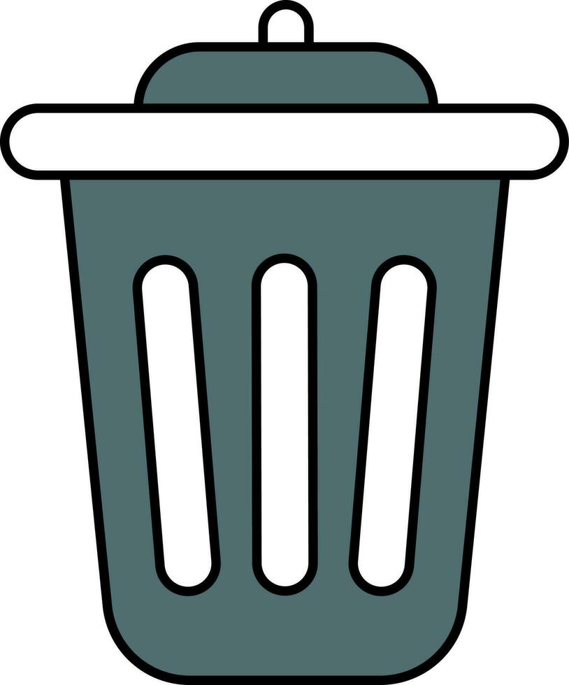 Isolated Dustbin Icon In Teal Color. vector