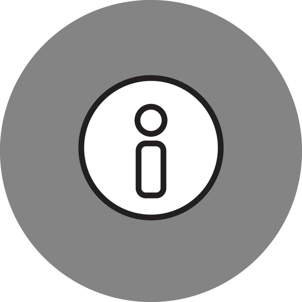 Thin Line Art Info Icon Or Symbol On Grey Round Icon. vector