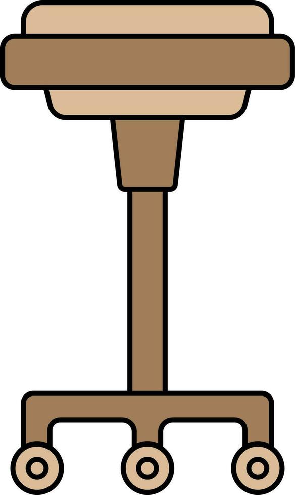 Flat Style Wheel Stool Icon In Brown Color. vector
