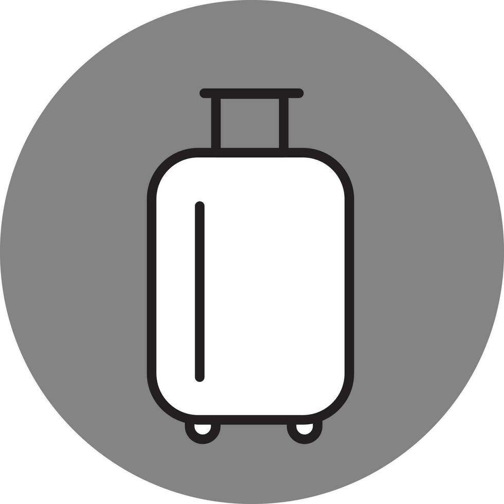 Black Stroke Traveling Bag Icon On Gray Round Background. vector