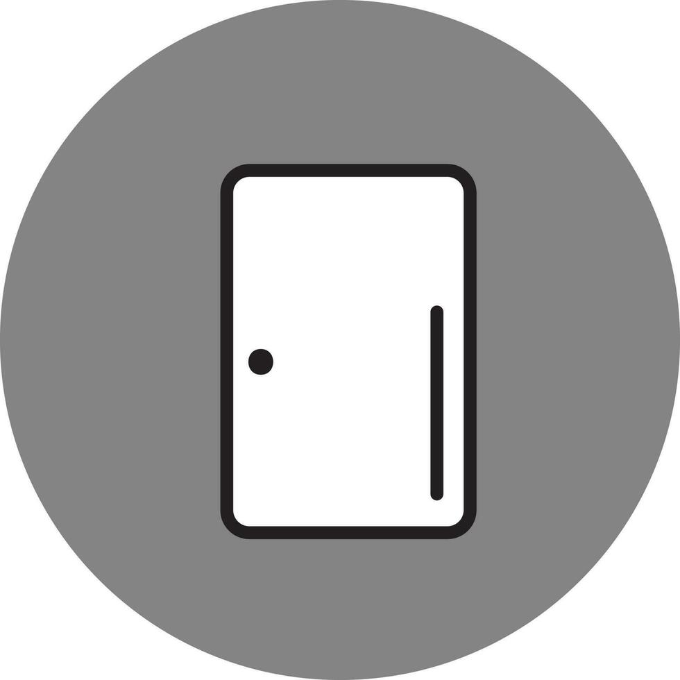 Thin Line Art Door On Grey Circle Icon. vector