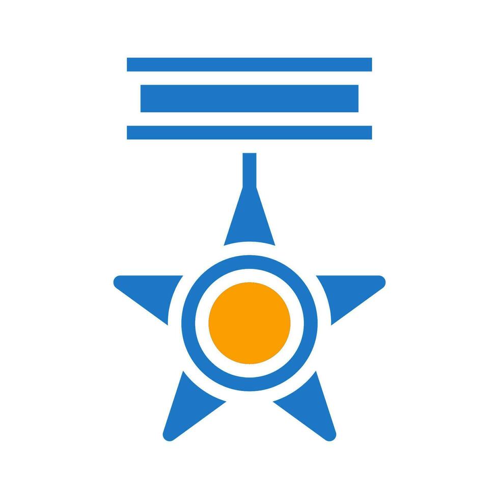medal icon solid blue orange blue colour military symbol perfect. vector