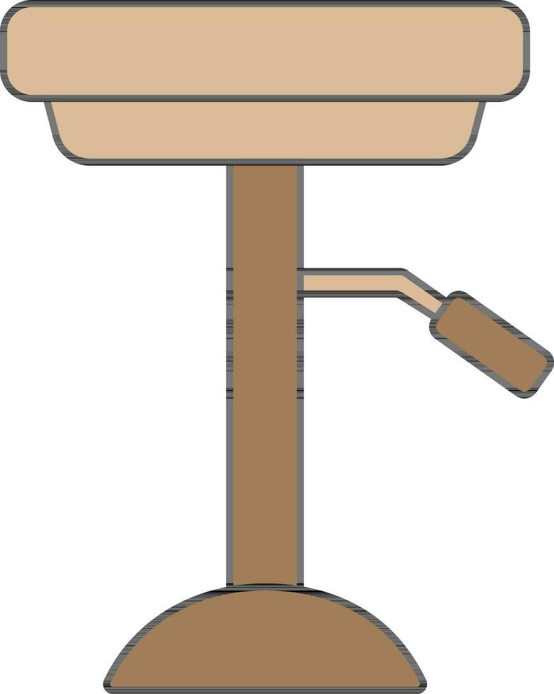 Height Adjustable Stool Icon In Brown Color. vector