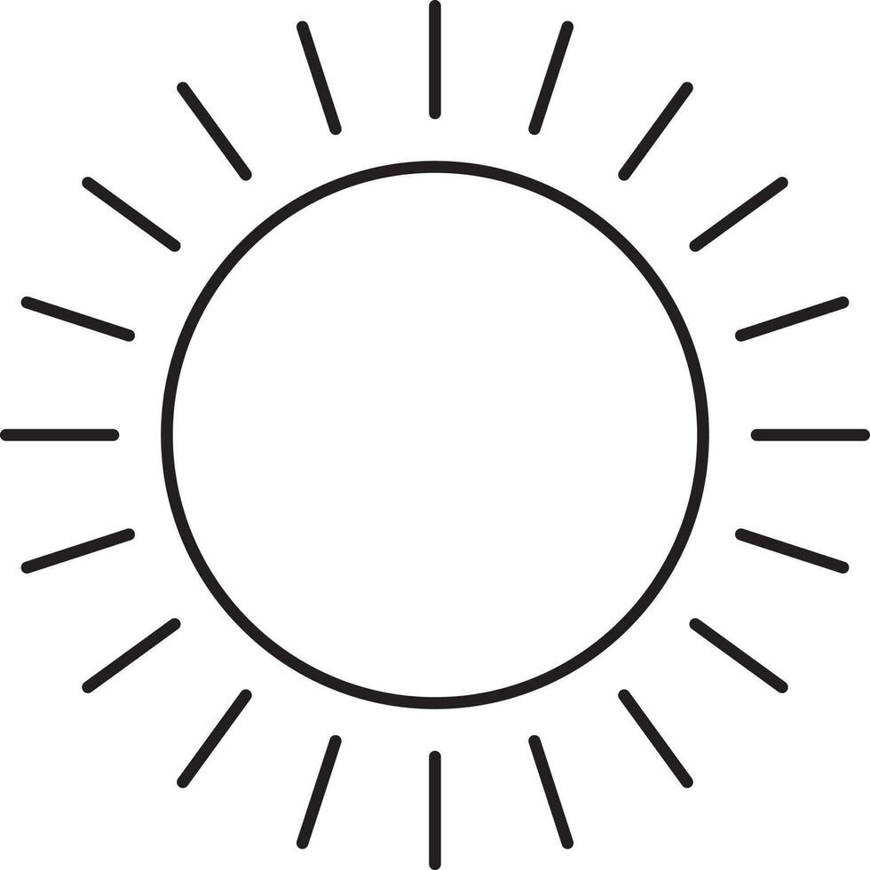 Sun Icon In Line Art. vector