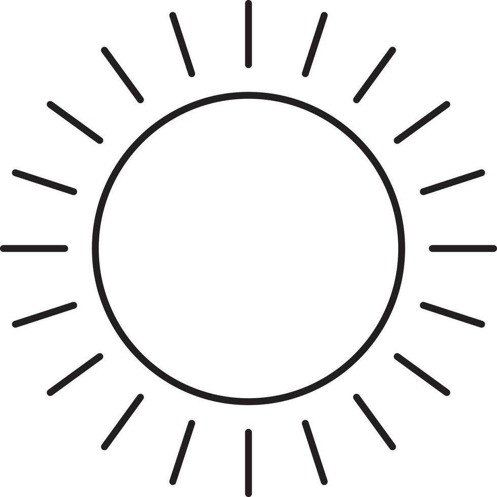 Sun Icon In Line Art. vector