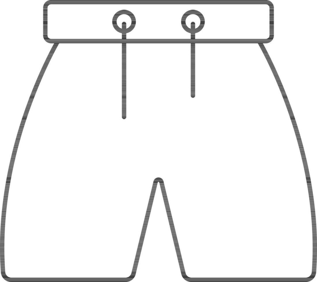 Short Pants Icon In Black Outline. vector