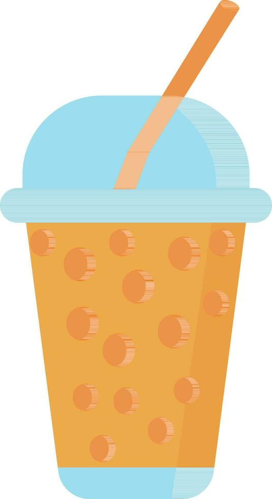 Tea Bubble Glass With Straw Icon In Orange And Blue Color. vector