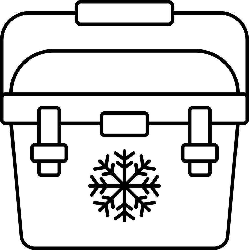 Ice Box Icon In Black Line Art. vector