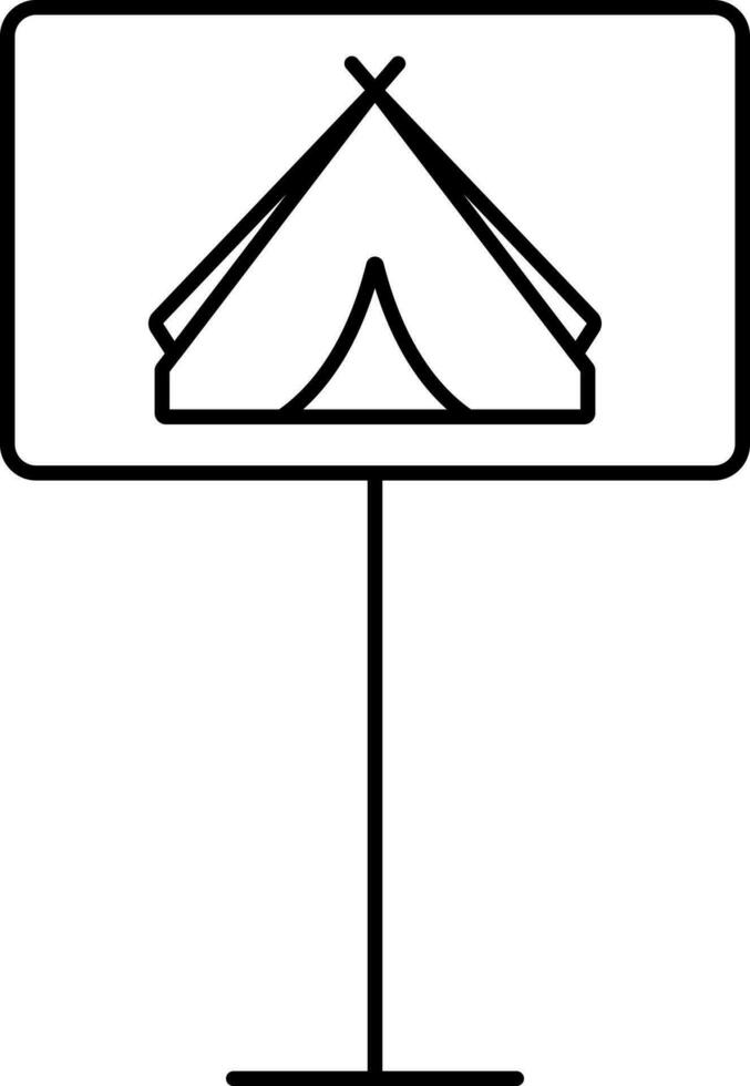 Camping Signboard Icon In Line Art. vector