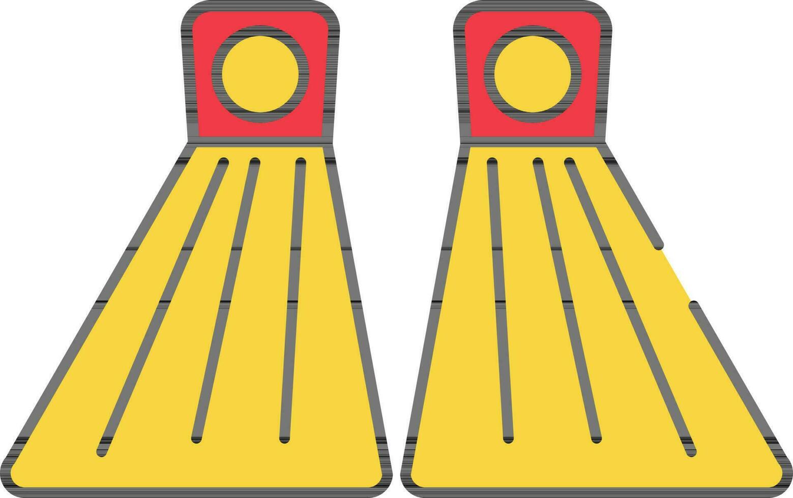 Flippers Icon In Red And Yellow Color. vector