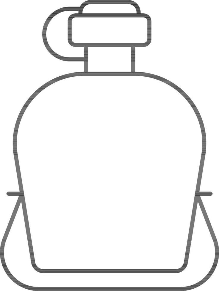 Camping Water Bottle Icon In Black Outline. vector