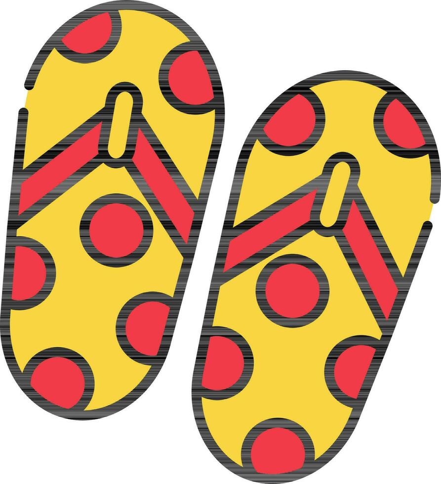 Flip Flops Icon In Red And Yellow Color. vector