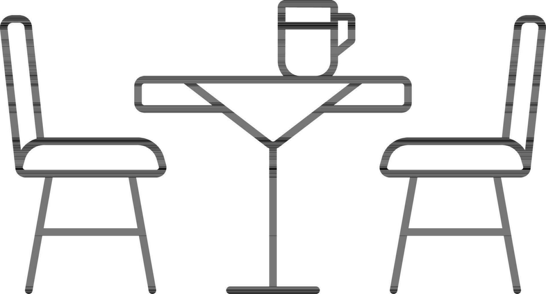Table And Chair Icon In Black Outline. vector