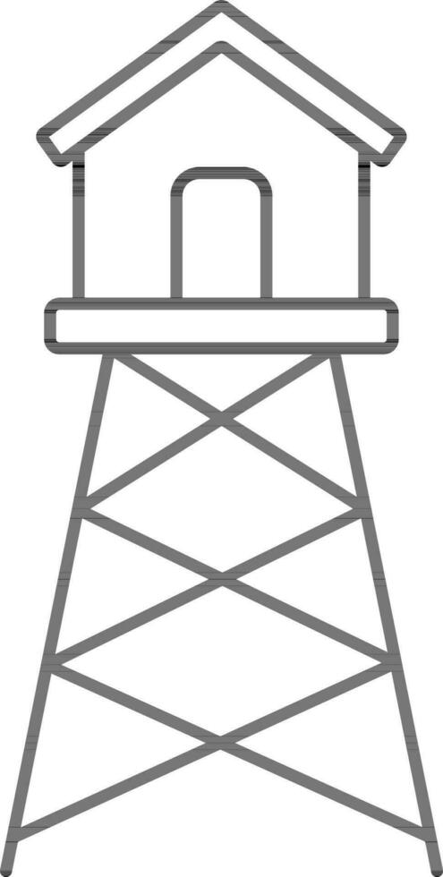 Watchtower Icon In Black Line Art. vector