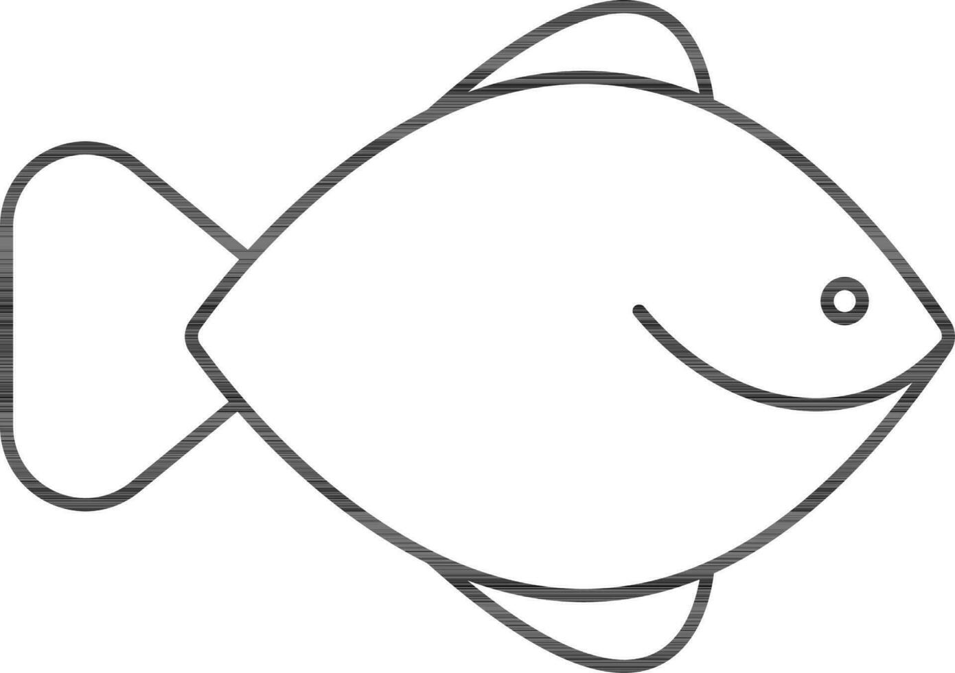 Fish Icon In Black Line Art. vector