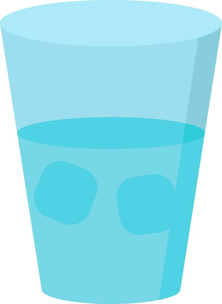 Cold Water Glass Flat Icon In Blue Color. vector