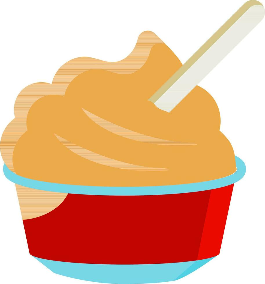Frozen Yogurt Cup With Spoon Colorful Icon. vector