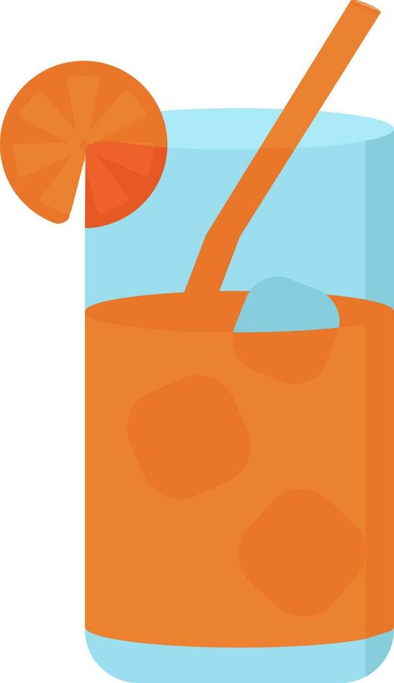 frío naranja bebida vaso decorado con rebanada icono en naranja color. vector