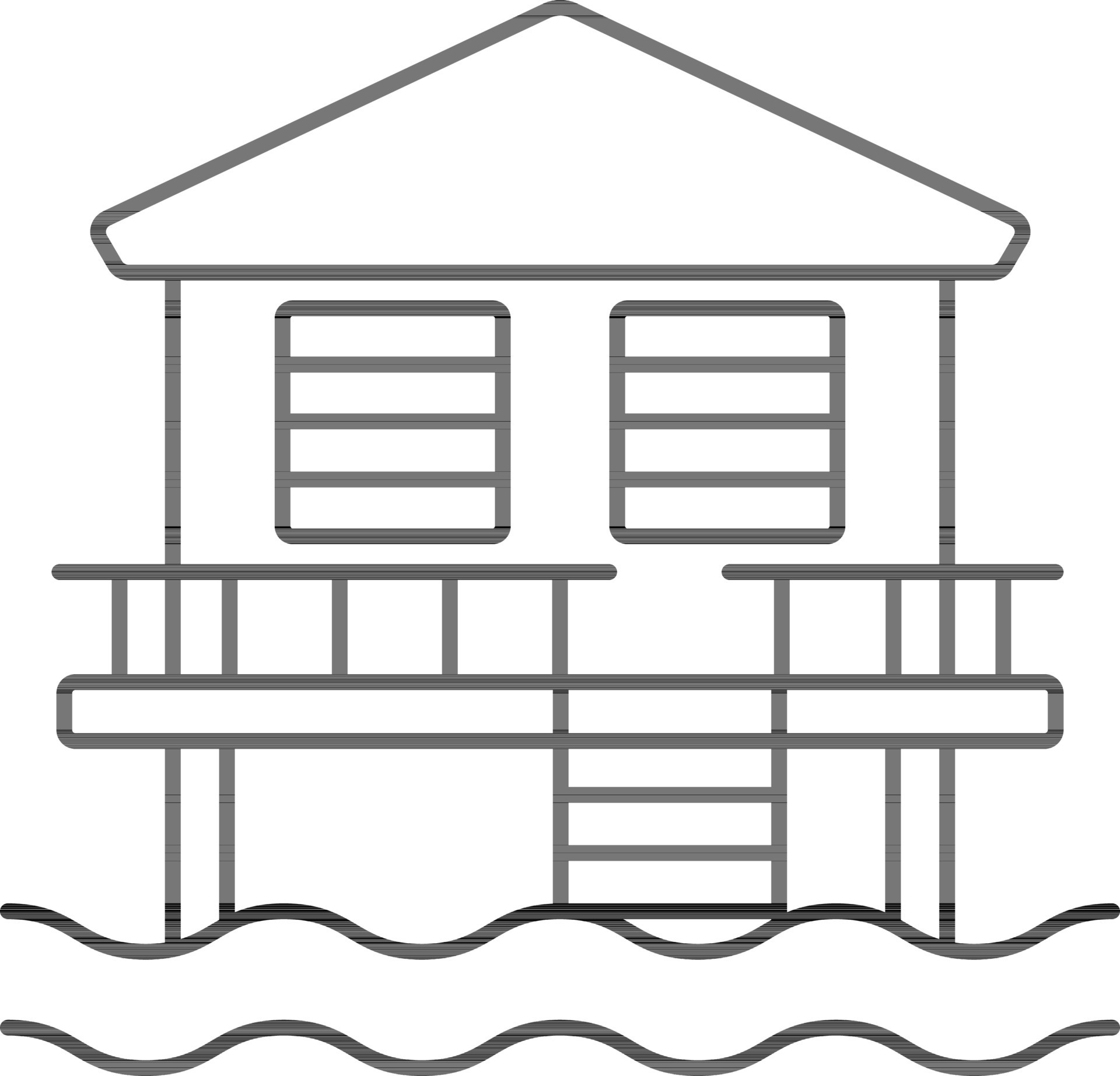 Stilt House Icon In Black Line Art. 24456973 Vector Art at Vecteezy