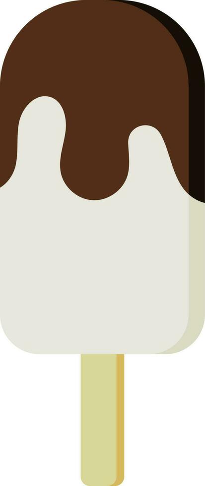 Brown And White Popsicle Icon In Flat Style. vector