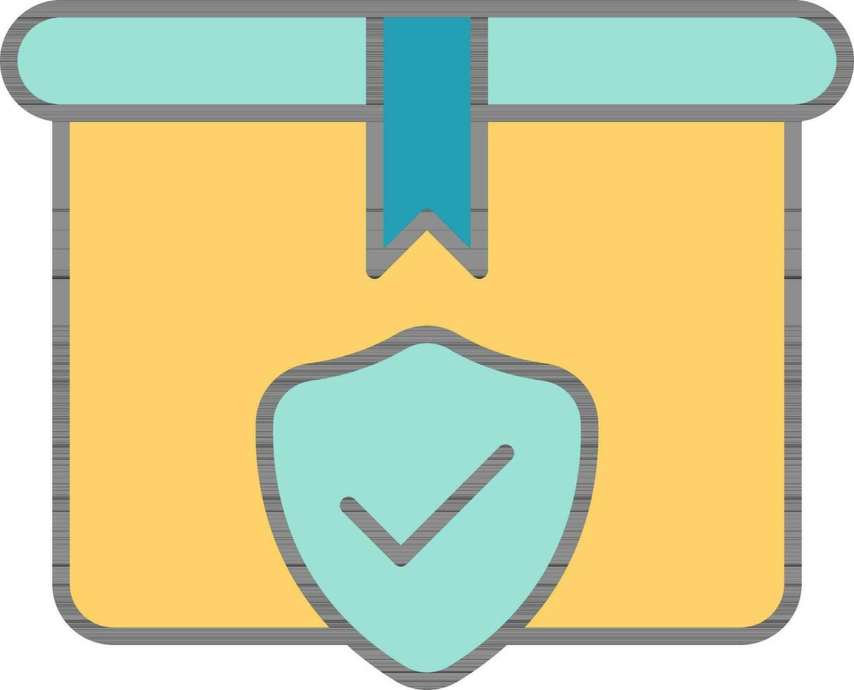 Check Delivery Package For Security Or Protection Yellow And Blue Icon. vector
