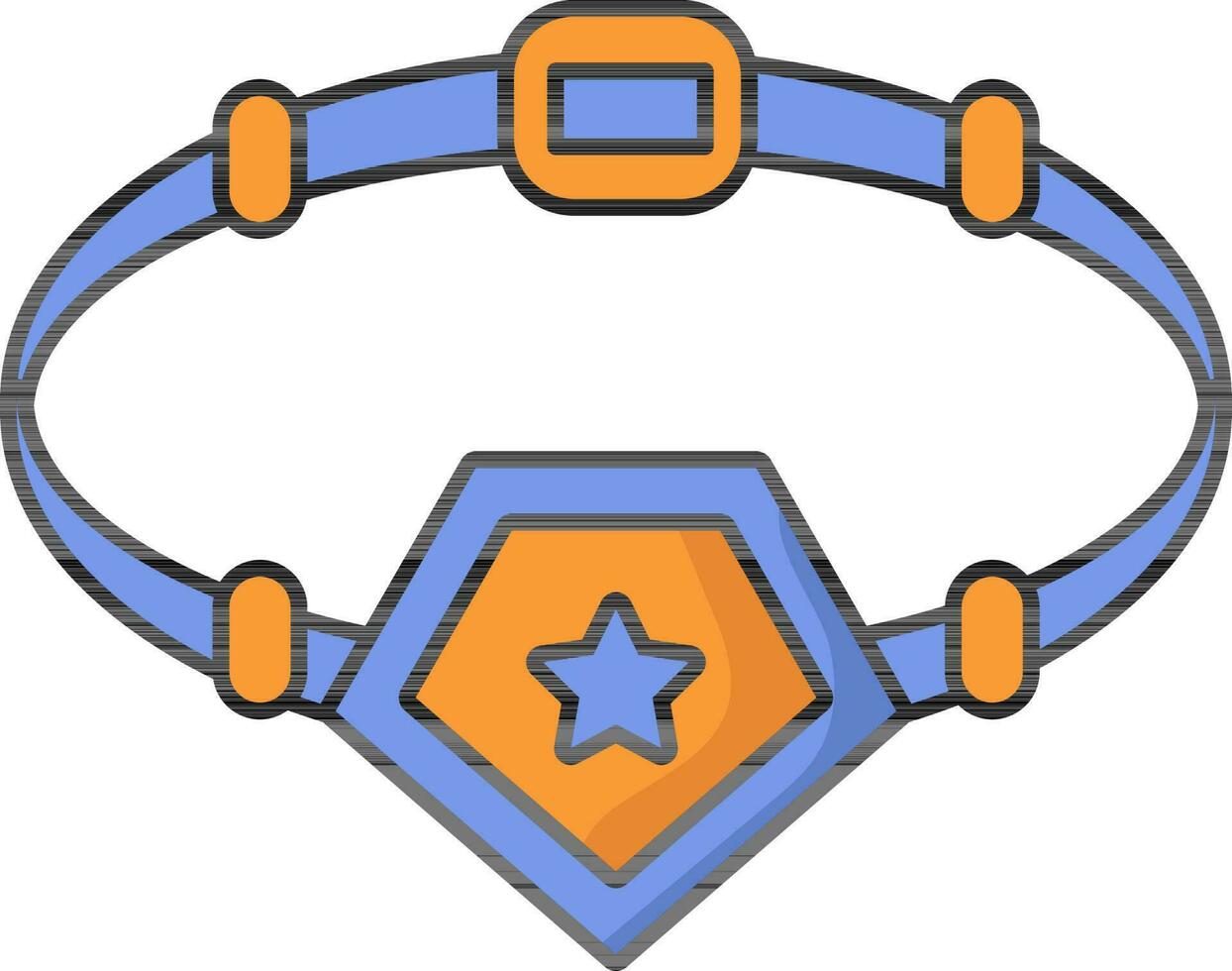 superhéroe cinturón naranja y azul icono en plano estilo. vector