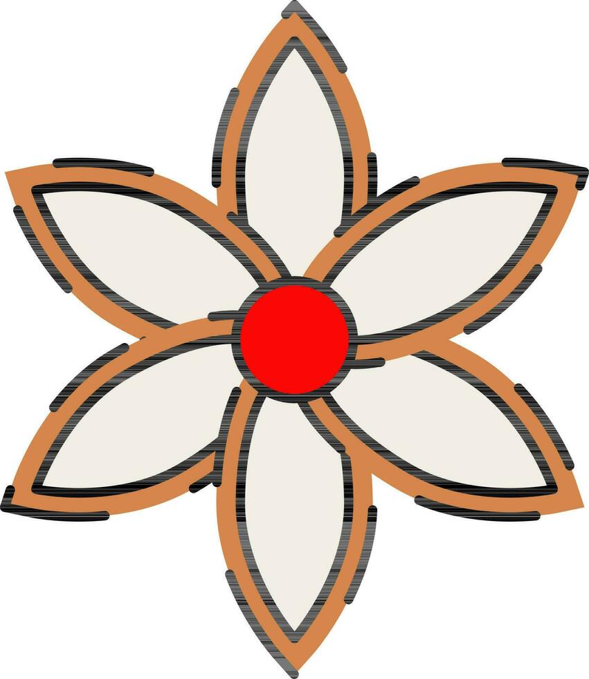 Flat Style Flower Icon In Red And Brown Color. vector