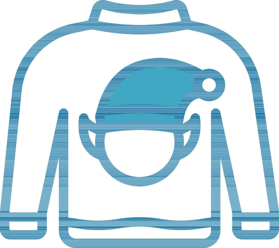 Flat Style Sweater Icon In Blue And White Color. vector