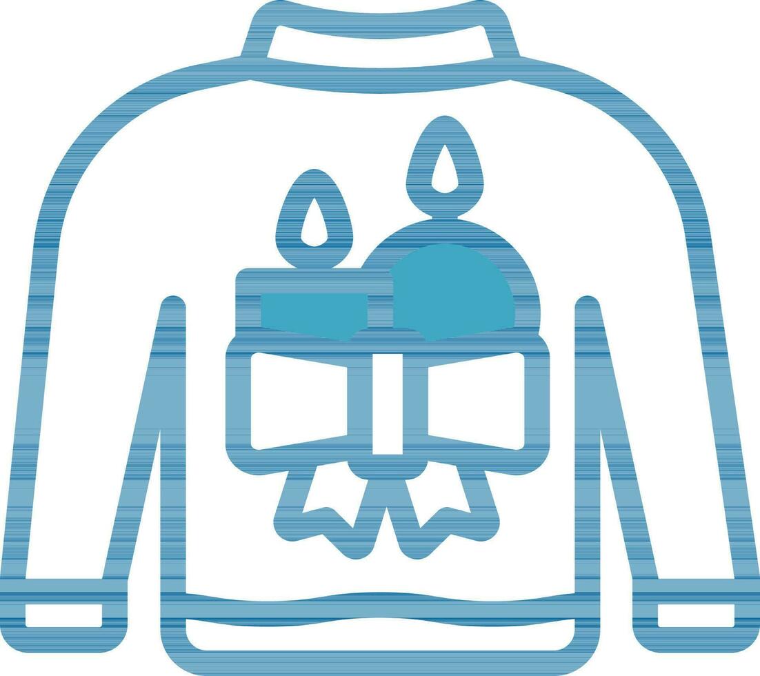 Flat Style Sweater In Blue And White Color. vector