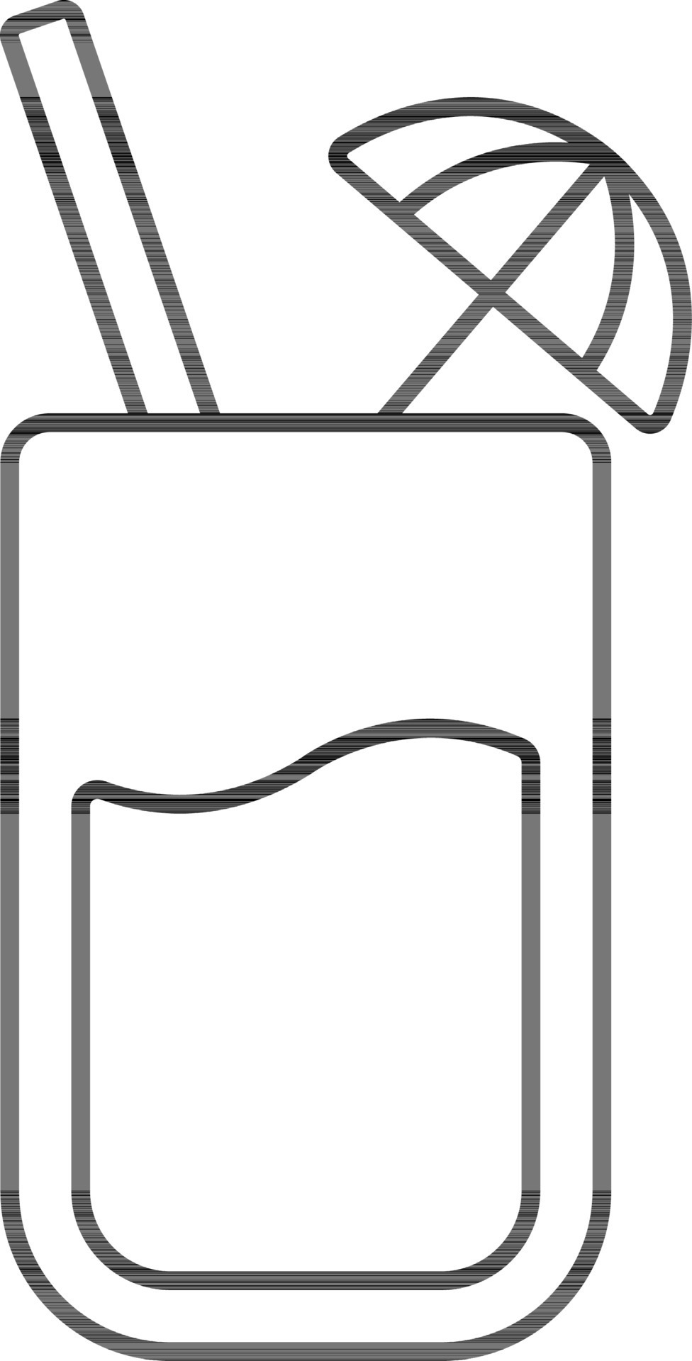 Umbrella Straw In Drink Glass Thin Lline Icon. 24457112 Vector Art at