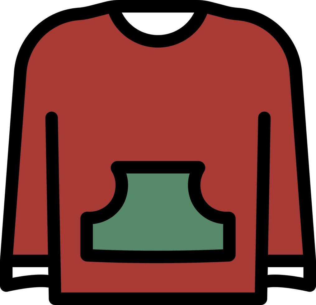 Red And Green Color Sweater Or Jacket In Flat Style. vector