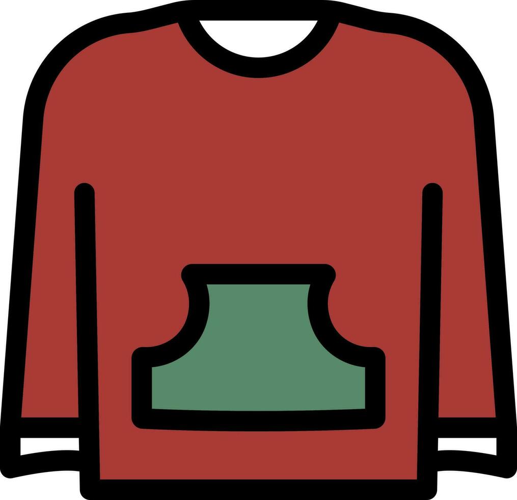 Red And Green Color Sweater Or Jacket In Flat Style. vector