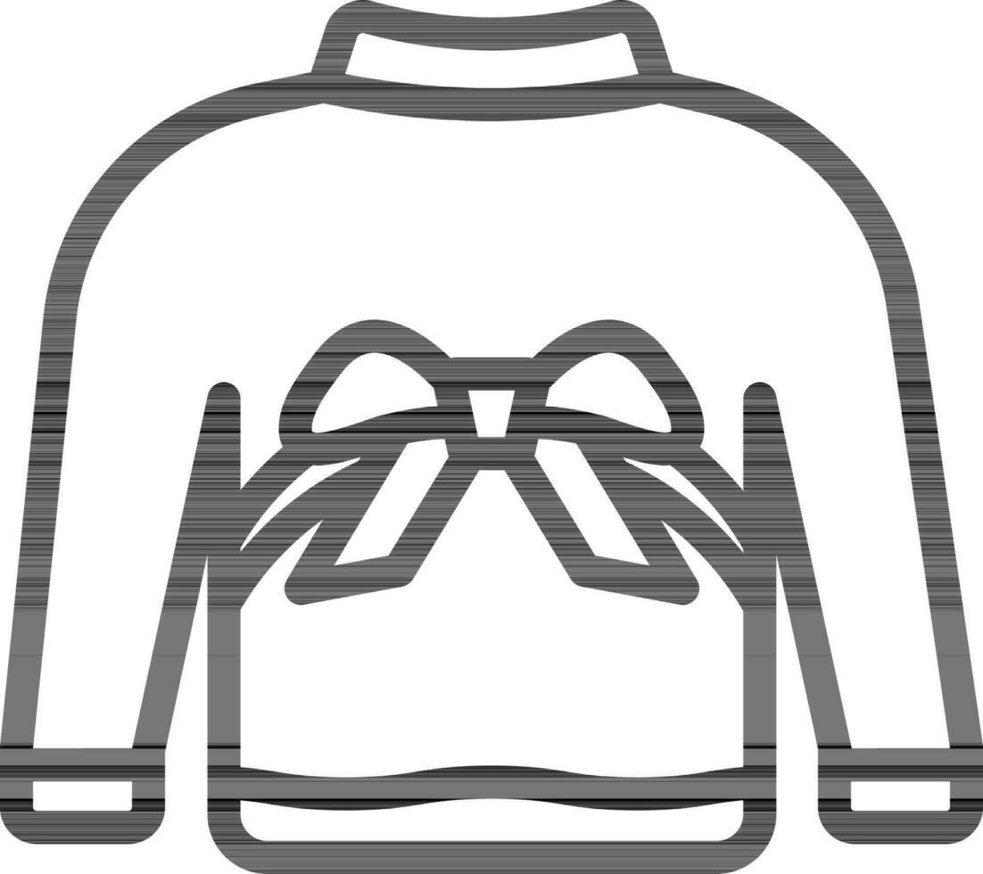 Isolated Sweater With Bow Ribbon Icon In Black Outline. vector