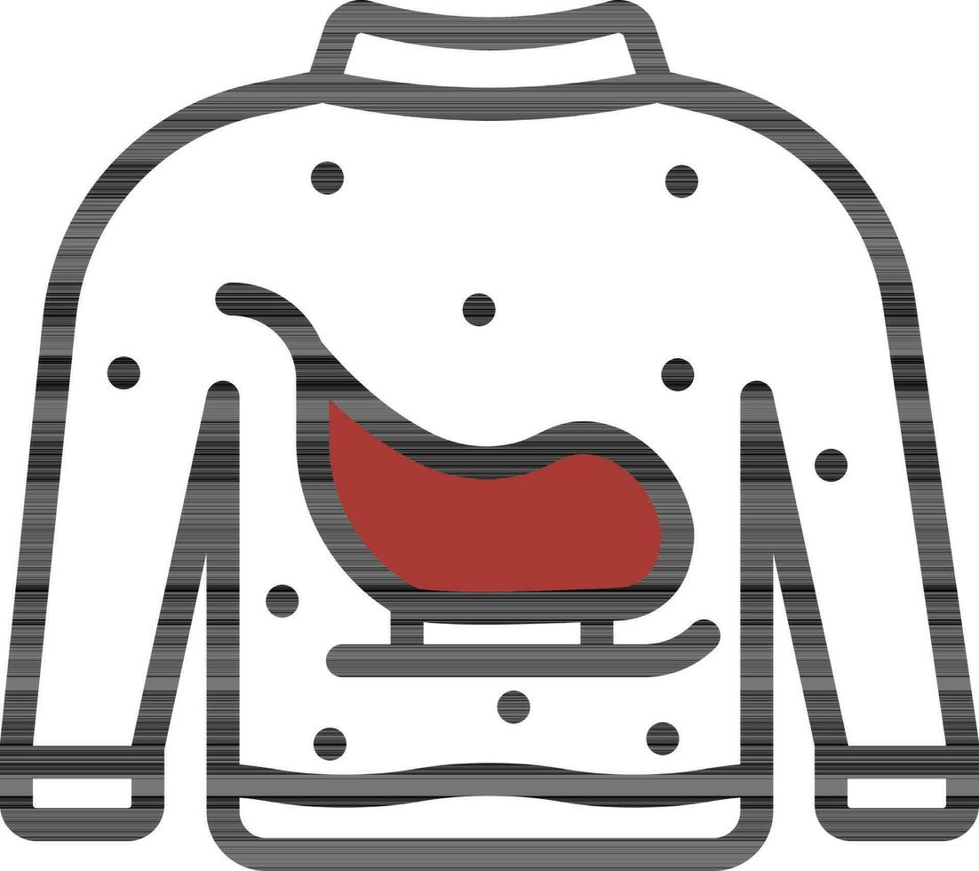 Red And White Colorl Sweater Icon In Flat Style. vector