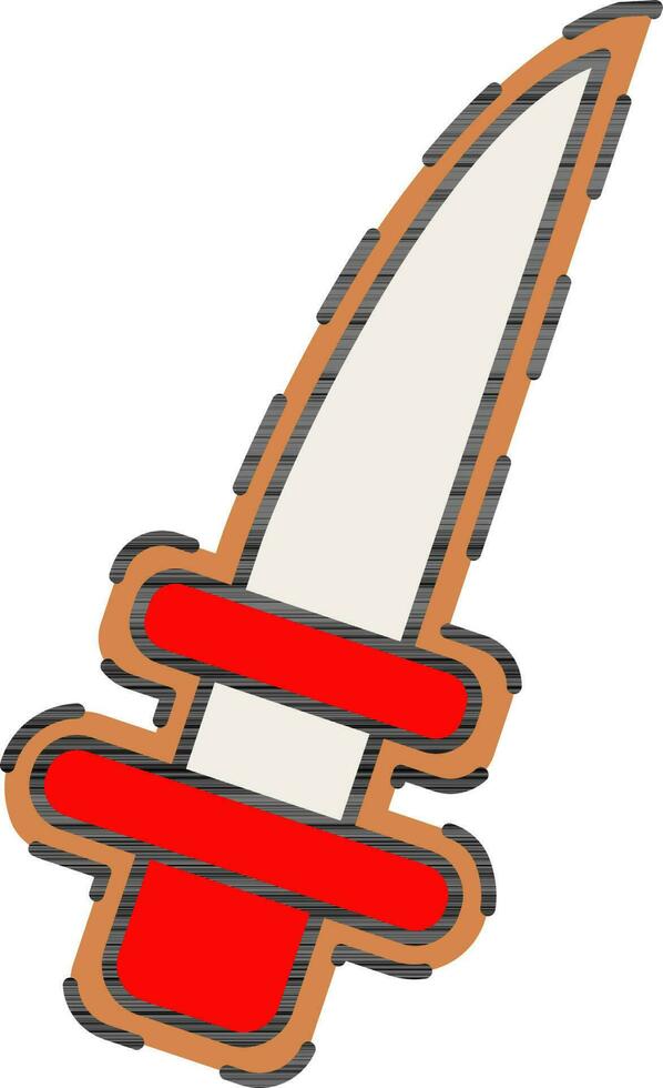 Red And Brown Dagger Flat Icon. vector